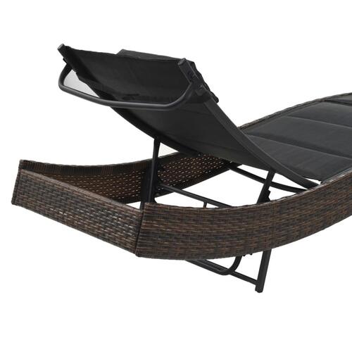 Liggestol polyrattan og textilene brun