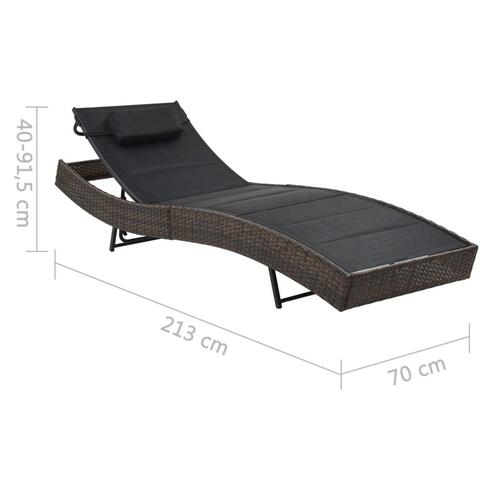 Liggestol polyrattan og textilene brun