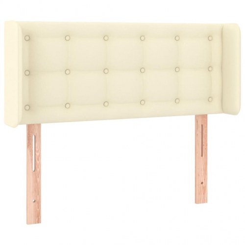 Sengegavl med LED-lys i kunstlæder 93 x 16 x 78/88 cm - cremefarvet