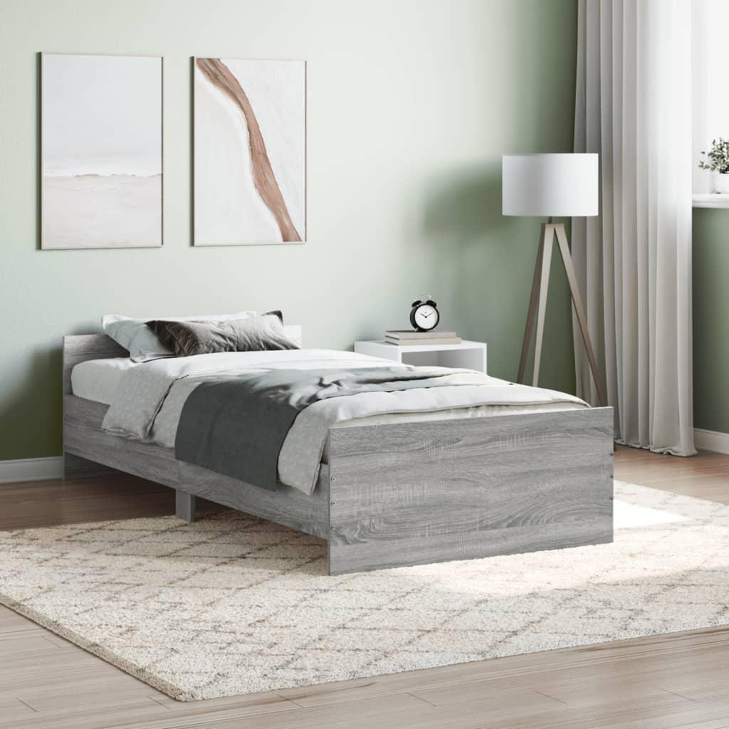 Sengeramme 90x200 cm konstrueret træ grå sonoma-eg