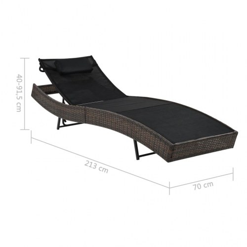 Liggestole 2 stk. med bord polyrattan og textilene brun