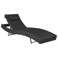 Liggestol polyrattan og textilene sort