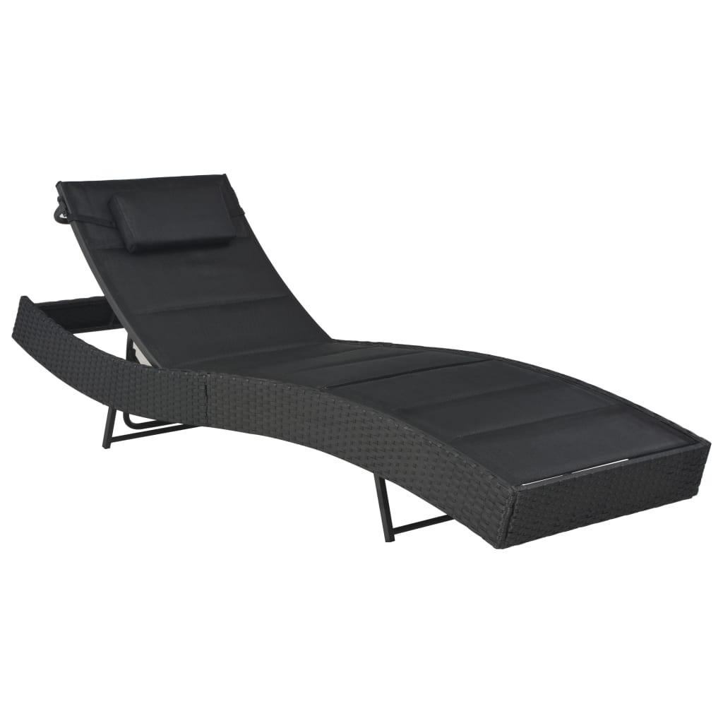 Liggestol polyrattan og textilene sort