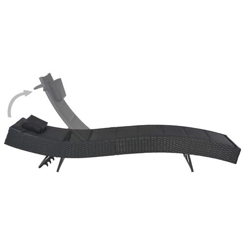 Liggestol polyrattan og textilene sort