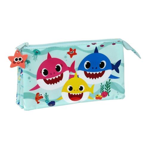Penalhus Baby Shark Beach Day Gul Lyseblå (22 x 12 x 3 cm)
