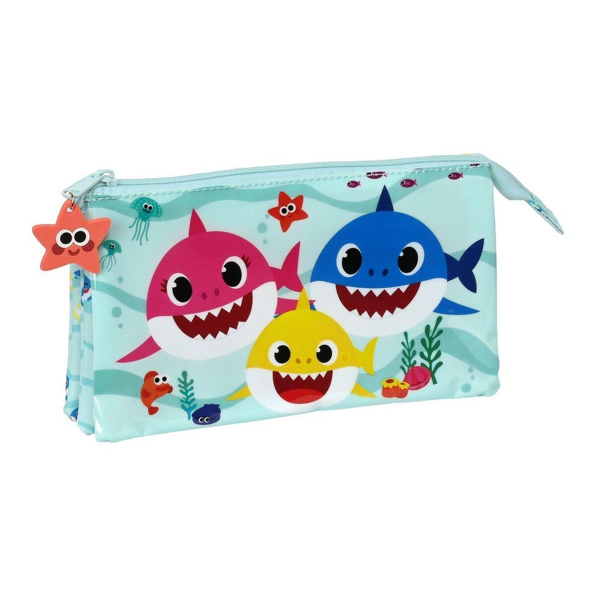 Penalhus Baby Shark Beach Day Gul Lyseblå (22 x 12 x 3 cm)