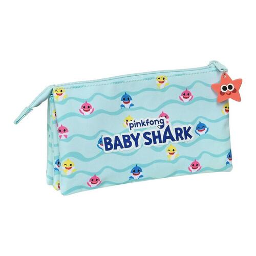 Penalhus Baby Shark Beach Day Gul Lyseblå (22 x 12 x 3 cm)