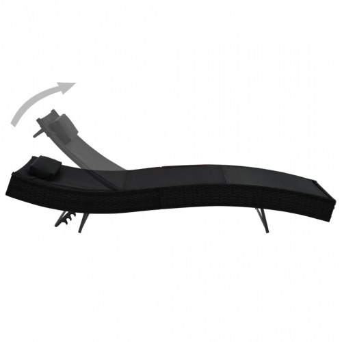 Liggestole 2 stk. med bord polyrattan og textilene sort