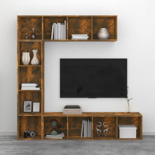 Bogreol / tv-skabe - sæt af 3, 180 × 30 × 180 cm, røget egetræsfarve
