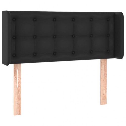 Sengegavl med LED-lys i kunstlæder 103 x 16 x 78/88 cm - sort