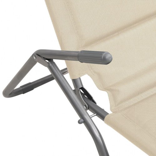 Foldbare liggestole 2 stk. textilene + pulverlakeret stål creme