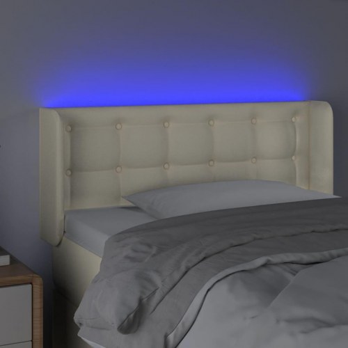 Sengegavl med LED-lys 103 x 16 x 78/88 cm - cremefarvet