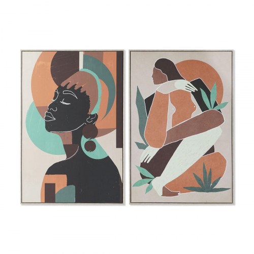 Lærredsmaleri - Dame motiv, 84 × 4,5 × 123 cm, beige/orange