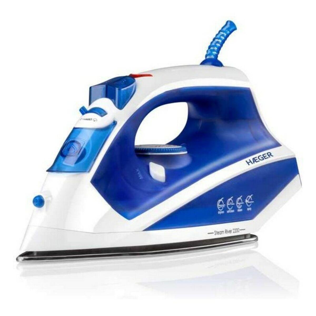 Haeger Dampstrygejern SI-220.009B - 2200 W, hvid/blå