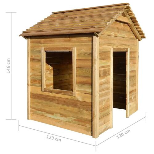 Udendørs legehus 123 x 120 x 146 cm fyrretræ