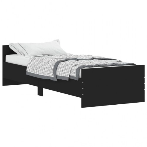 Sengeramme 75x190 cm i konstrueret træ med lameller - sort