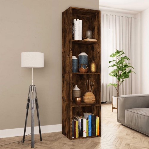 Bogreol/tv-bord 36×30×143 cm i konstrueret træ - røget egetræsfarve