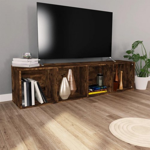 Bogreol/tv-bord 36×30×143 cm i konstrueret træ - røget egetræsfarve