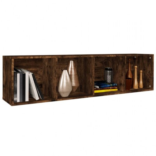 Bogreol/tv-bord 36×30×143 cm i konstrueret træ - røget egetræsfarve