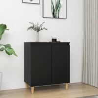 Skænk med massive træben 60x35x70 cm konstrueret træ sort