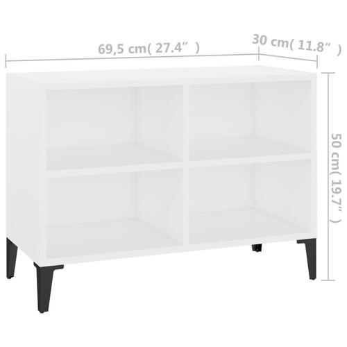 Tv-skab med metalben 69,5x30x50 cm hvid