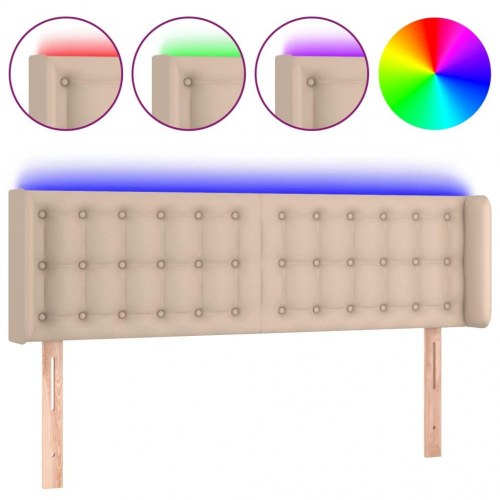 Sengegavl med LED-lys 147 x 16 x 78/88 cm - cappuccino