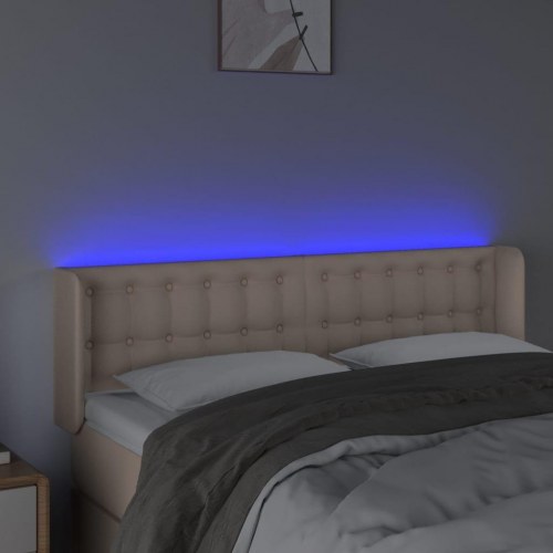 Sengegavl med LED-lys 147 x 16 x 78/88 cm - cappuccino