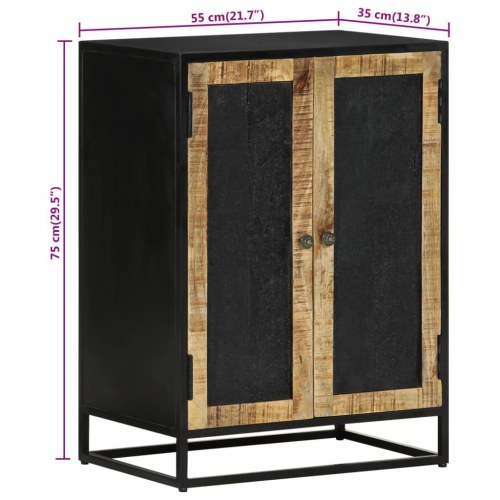 Skab med 2 låger 55x35x75 cm massivt mangotræ og jern