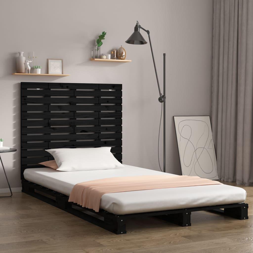 Sengegavl 96X3X63 Cm Massivt Fyrretræ Gyldenbrun - Sort / 146 x 91.5 cm