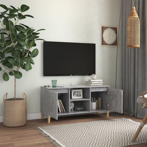 Tv-bord med massive træben - 103,5 × 35 × 50 cm, betongrå