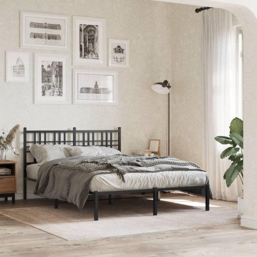 Sengeramme med sengegavl 120 x 200 cm - sort
