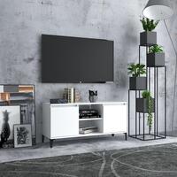 Tv-skab med metalben 103,5x35x50 cm hvid