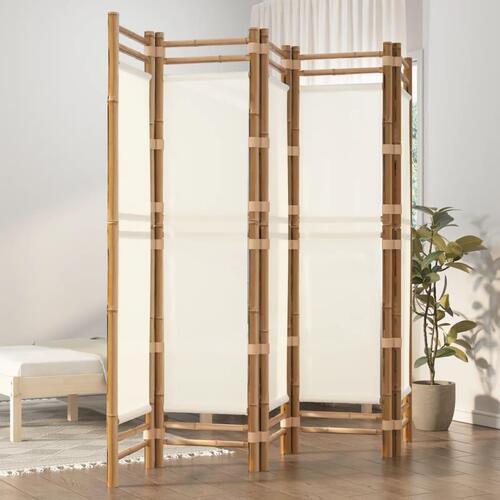 5-panels rumdeler 200 cm foldbar bambus og kanvas