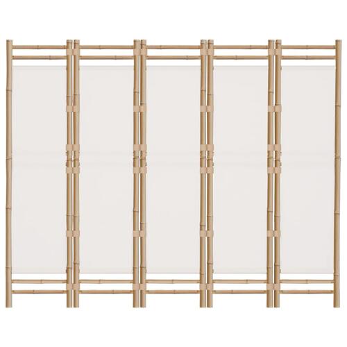 5-panels rumdeler 200 cm foldbar bambus og kanvas
