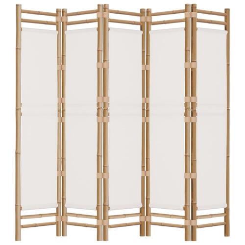 5-panels rumdeler 200 cm foldbar bambus og kanvas