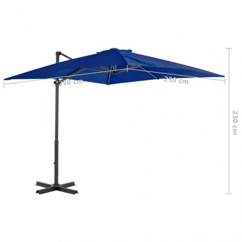 Hængeparasol 250 × 250 cm med aluminiumsstang - azurblå