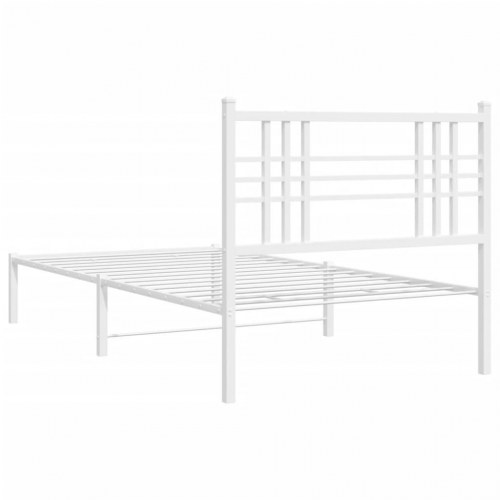 Sengeramme med sengegavl i metal - 107×203 cm, hvid