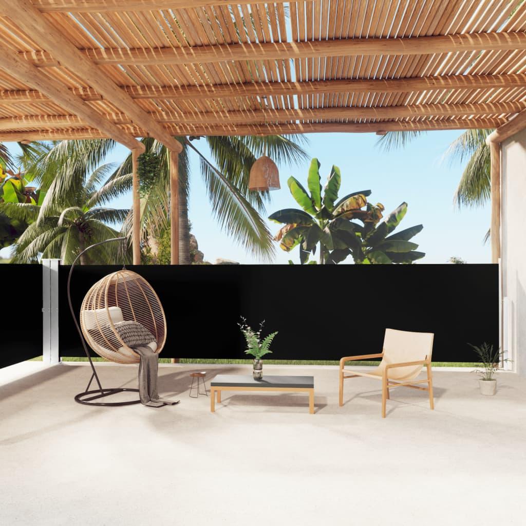 Sammenrullelig sidemarkise 140 x 1000 cm sort