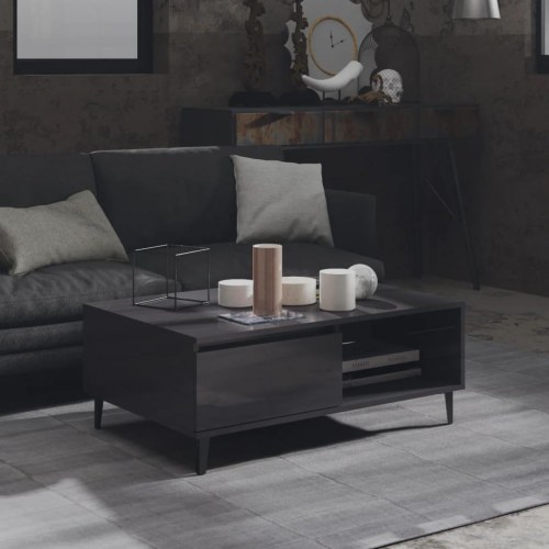 Sofabord 90x60x35 cm konstrueret træ grå højglans