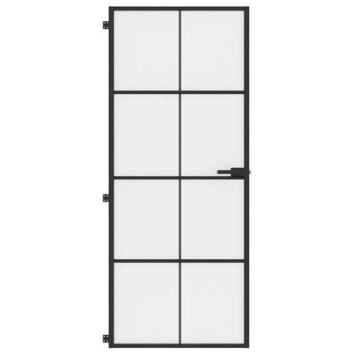 Dør 83x201,5 cm hærdet glas og aluminium sort