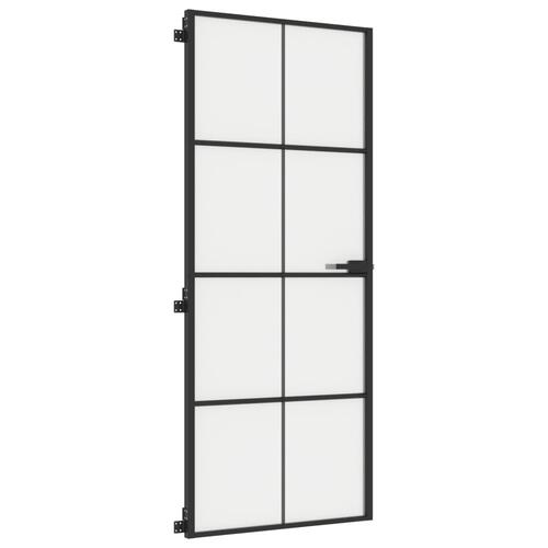 Dør 83x201,5 cm hærdet glas og aluminium sort