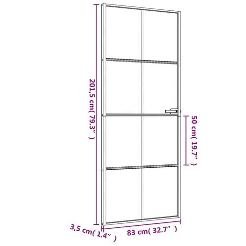 Dør 83x201,5 cm hærdet glas og aluminium sort