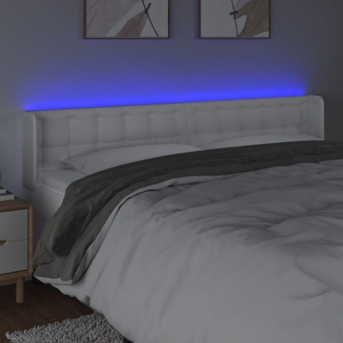 Sengegavl med LED-lys 203 x 16 x 78/88 cm - hvid