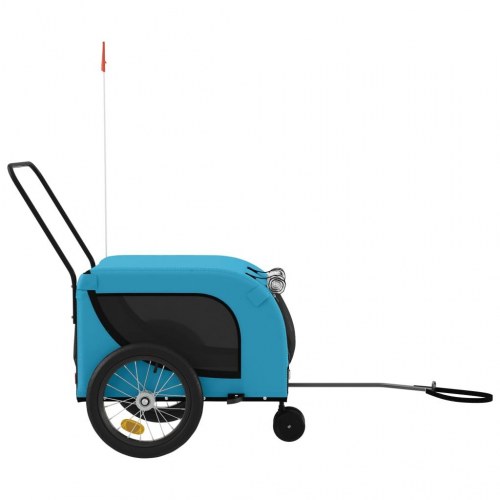 Hundetrailer til cykel i oxfordstof og jern - blå/sort