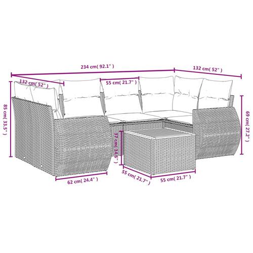 Sofasæt til haven 7 dele med hynder polyrattan beige