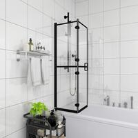 Foldbar brusekabine 100x140 cm sikkerhedsglas sort