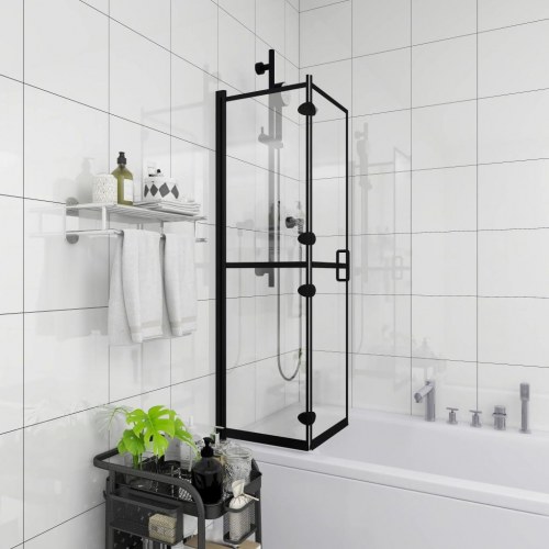 Foldbar brusekabine 120x140 cm sikkerhedsglas sort