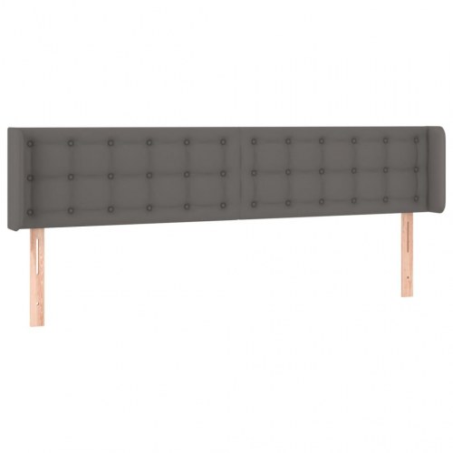 Sengegavl med LED-lys 203 x 16 x 78/88 cm kunstlæder - grå