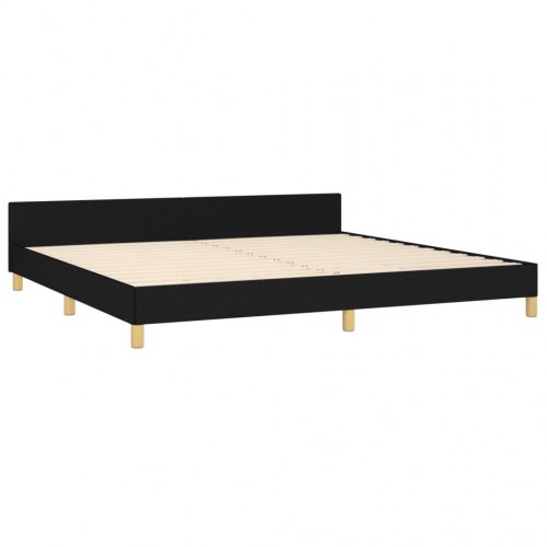 Sengeramme med sengegavl 200×200 cm - stof, sort