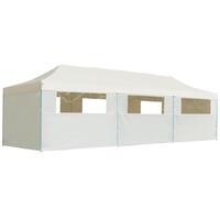 Foldbart pop op-festtelt med 8 sidevægge 3 x 9 m cremefarvet